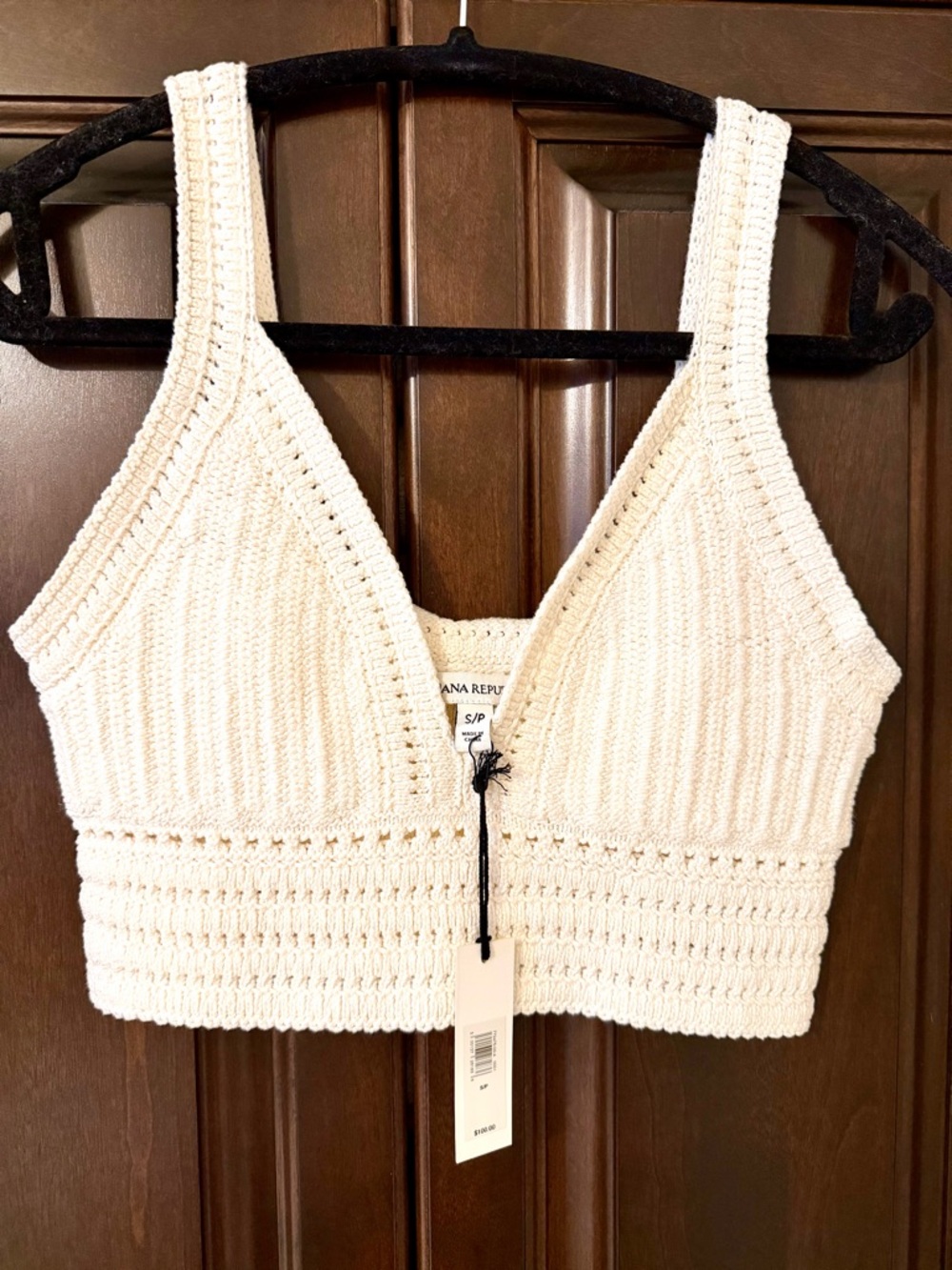 NWT❗️Banana Republic Cream Crochet Bralette Knit V-Neck